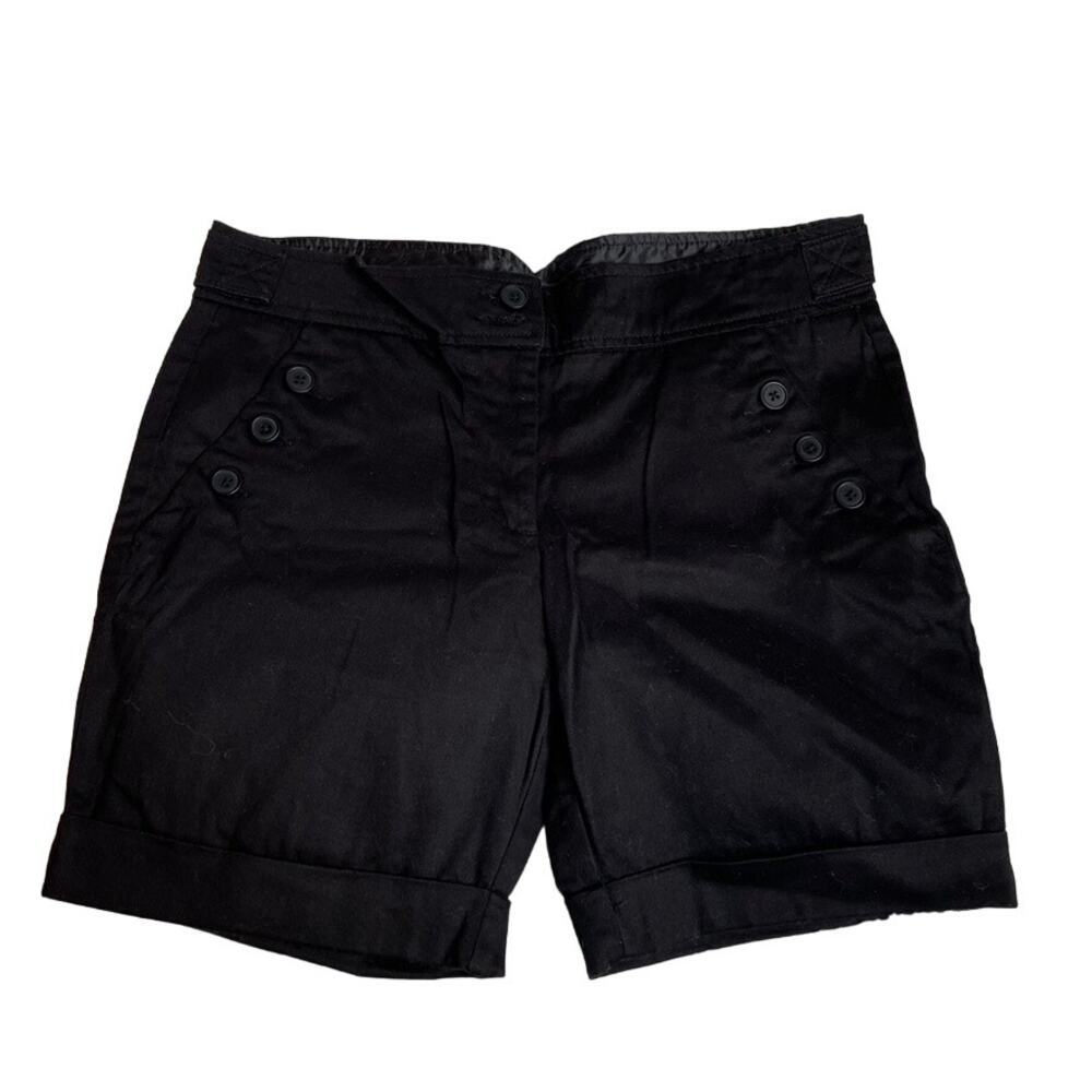 The Limited Black Sailor Shorts Cuffed Button Detail Nautical Mid Rise Size 4